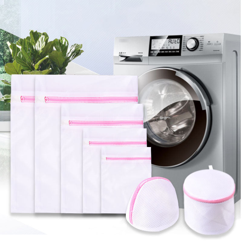 7Pcs Laundry Bags Pink Zipper Fine Mesh Clothes Protection