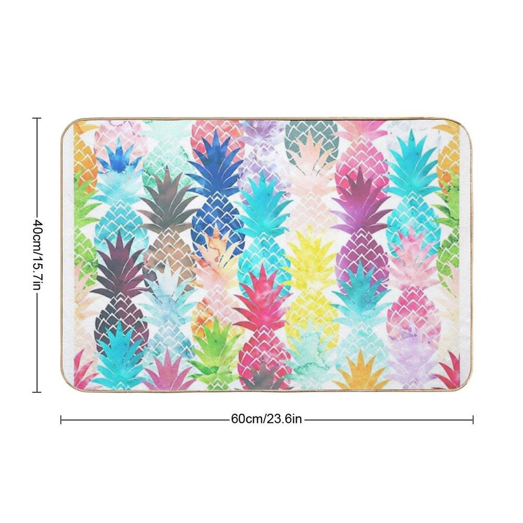 Hawaiian Pineapple Pattern Tropical Watercolor  Multi-Purpose Bath Mat