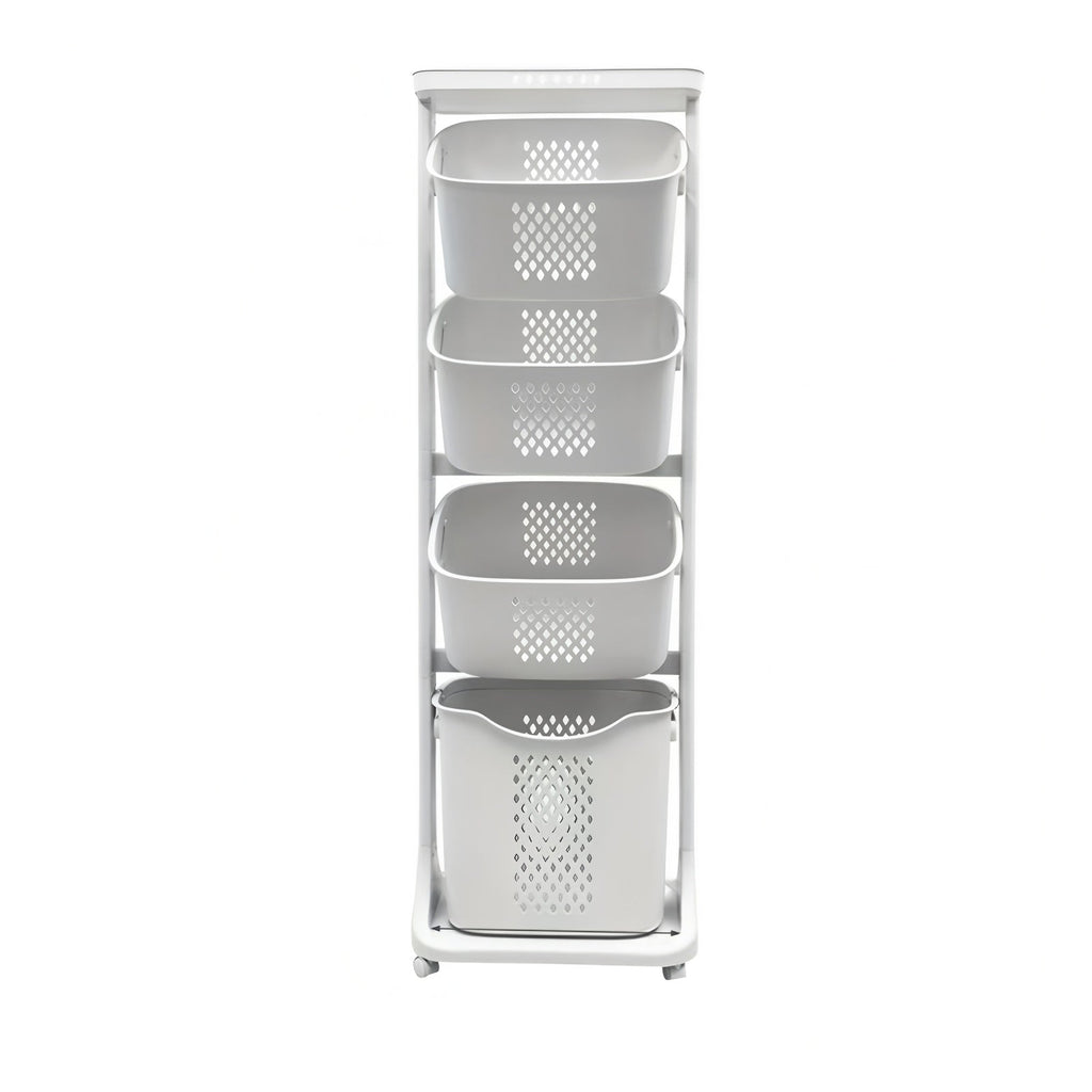 4-Tier Laundry Hamper Sorter with Wheels and Removable Baskets