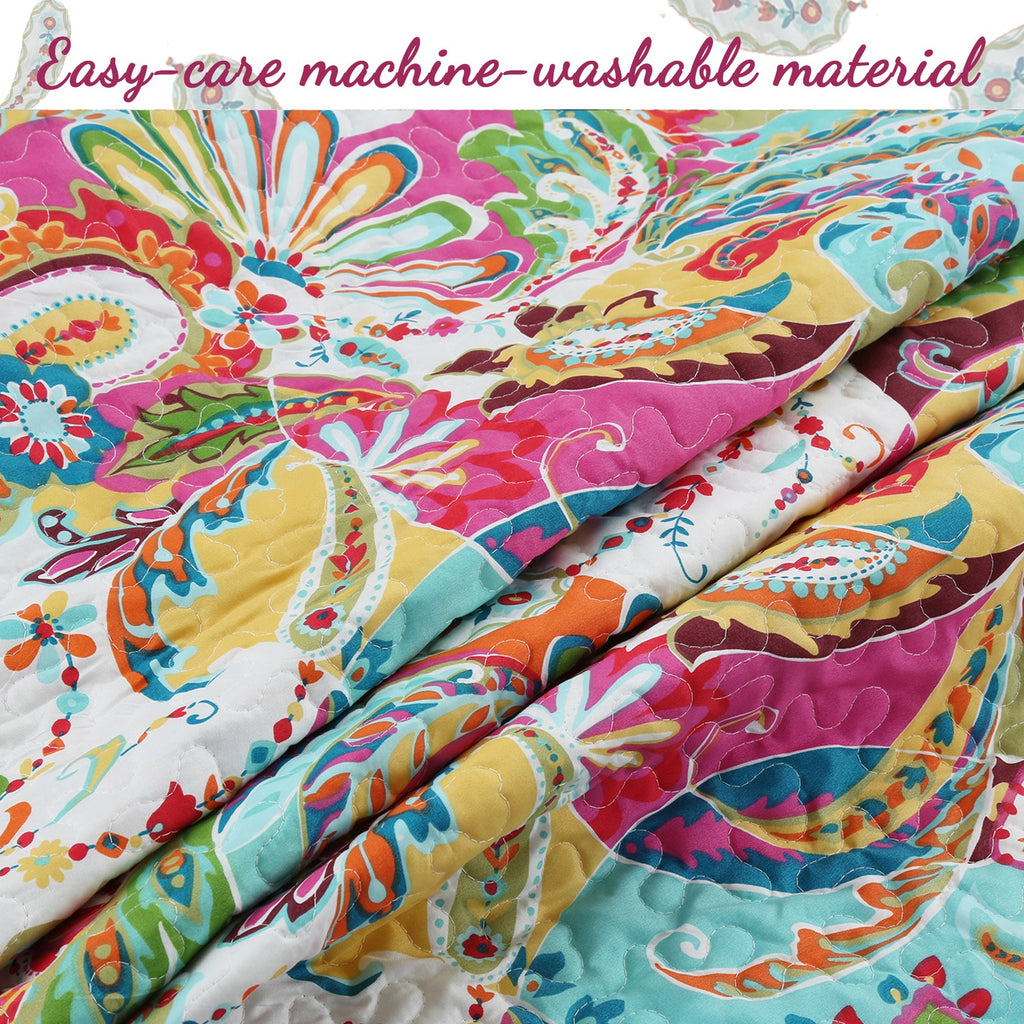 Flourish Multicolor 3-Piece Reversible Quilt Bedding Set