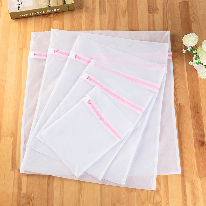 7Pcs Laundry Bags Pink Zipper Fine Mesh Clothes Protection