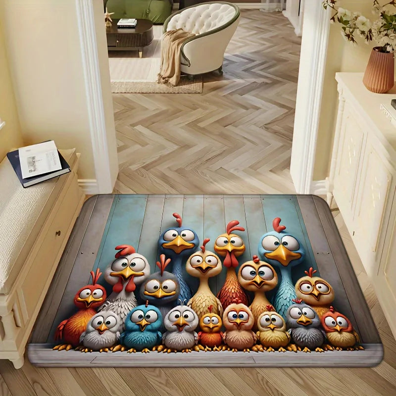 Cute Chicken Family Carpet Cartoon Floor Mat