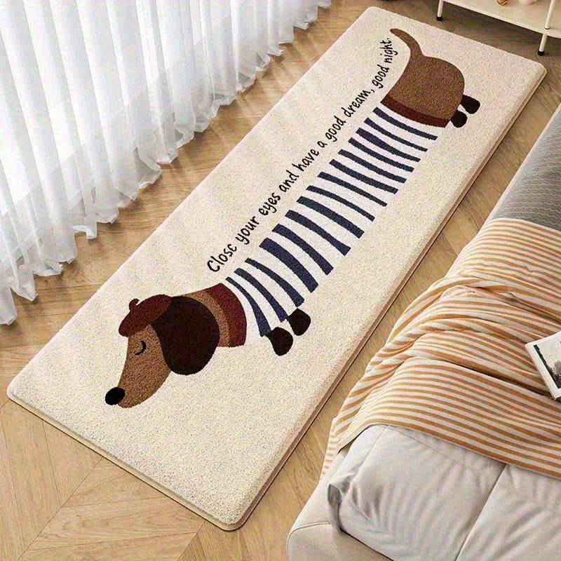 Long Dog beside bed Carpet